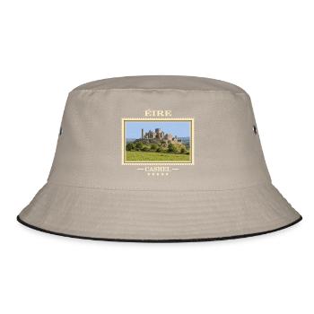 Irland Cashel Vintage Reisemarke - Bucket Hat - Khaki/Schwarz - Vorne