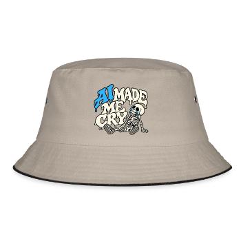 KI hat mich zum Weinen gebracht, Skelett. - Bucket Hat - Khaki/Schwarz - Vorne