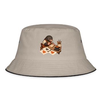 Maulwurf schnitzt einen Geisterstempel - Bucket Hat - Khaki/Schwarz - Vorne