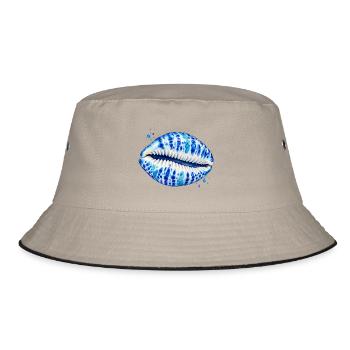 Kobaltblaues Kuhschalendesign - Bucket Hat - Khaki/Schwarz - Vorne