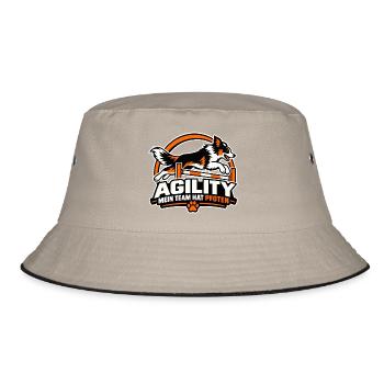 Agility Hund Rally Logo - Bucket Hat - Khaki/Schwarz - Vorne
