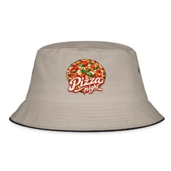 Pizza Night Logo Druck - Bucket Hat - Khaki/Schwarz - Vorne