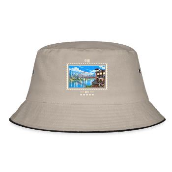 China Chongqing Vintage Reisemarke - Bucket Hat - Khaki/Schwarz - Vorne