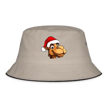 Kamele Christmas - Bucket Hat - Khaki/Schwarz - Vorne