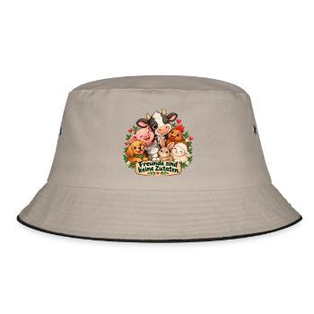 Freunde sind keine Zutaten  - Bucket Hat - Khaki/Schwarz - Vorne