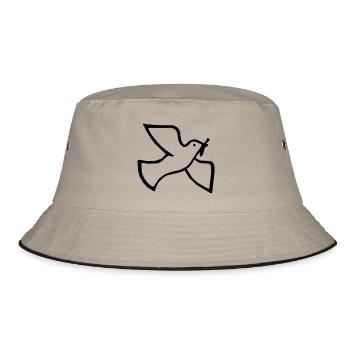 Friedenstaube - Bucket Hat - Khaki/Schwarz - Vorne