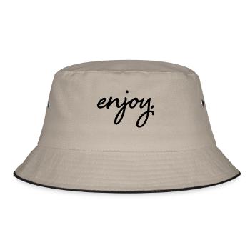 Design "enjoy" with front inscription Unisex - Bucket Hat - khaki/black - Front