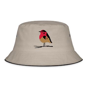 A robin on branch - Bucket Hat - khaki/black - Front