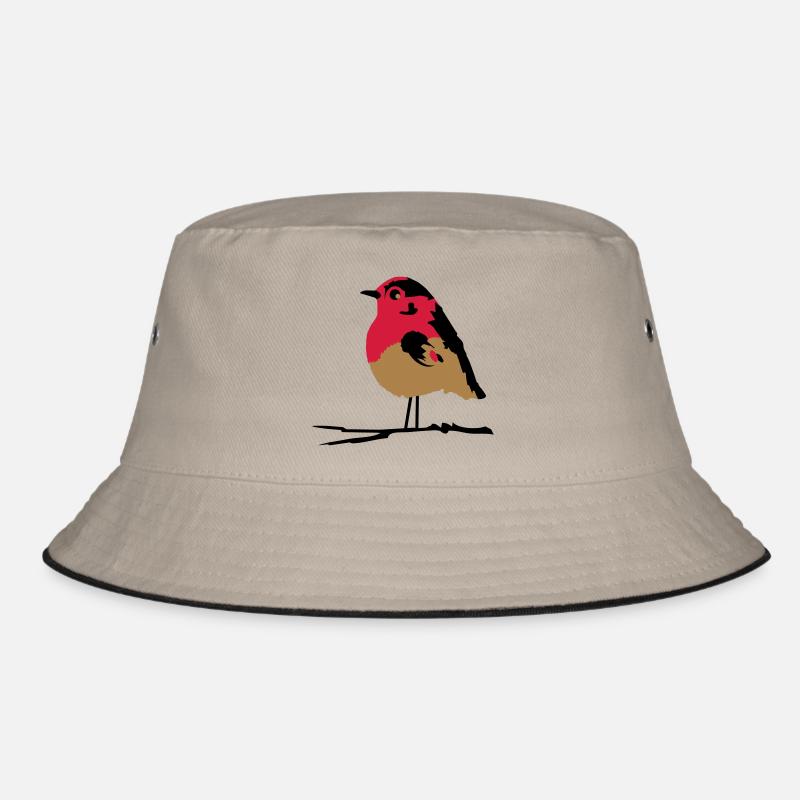 A robin on branch Bucket Hat