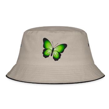 butterfly butterfly silhouette garden gardenin - Bucket Hat - khaki/black - Front