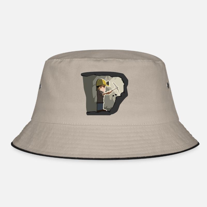 miner miner mine mine coal coal17 - Bucket Hat - khaki/black