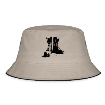 schuhe highheels schoes flipflops boots stiefel19 - Bucket Hat - Khaki/Schwarz - Vorne