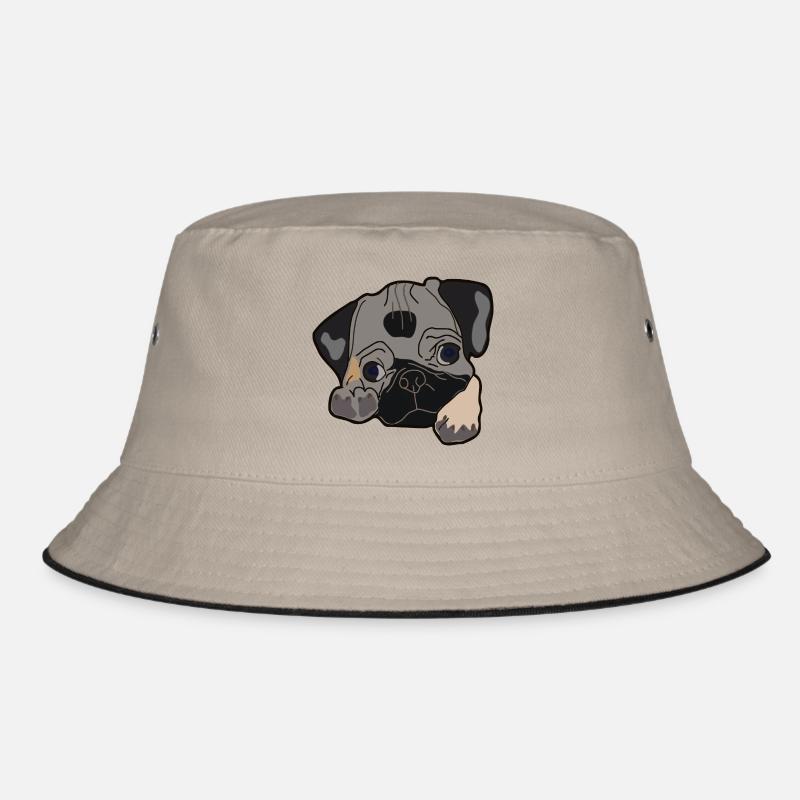Pug head gift idea Bucket Hat