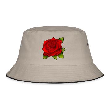Trendy Rosen-Motiv! - Bucket Hat - Khaki/Schwarz - Vorne