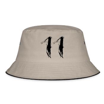 11 black number number elf vector graphic - Bucket Hat - khaki/black - Front