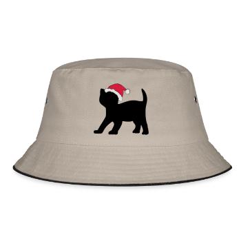 Chaton dans un chapeau de Noël. - Bob - kaki/noir - Devant