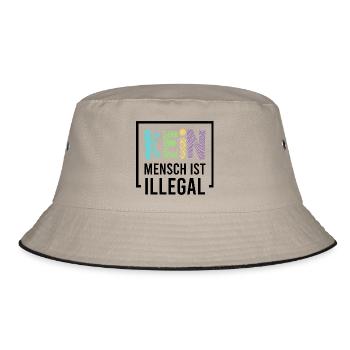 Kein Mensch ist illegal - Bucket Hat - Khaki/Schwarz - Vorne