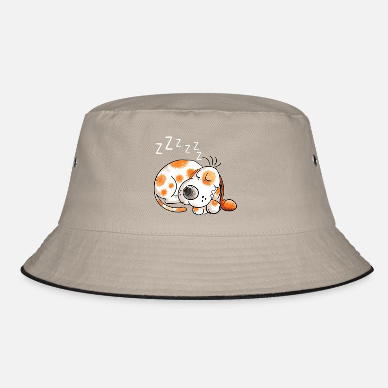 Schnarchender Hund - Hunde - Dog - Comic - Bucket Hat - Khaki/Schwarz