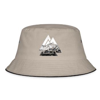 Valknut, Symbol von Odin - Mit Gebirge - Bucket Hat - Khaki/Schwarz - Vorne
