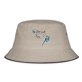 Motifs with lilac and positive slogan - Bucket Hat - khaki/black - Front