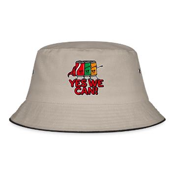 Yes we can, Superheld Getränkedosen Teambildung - Bucket Hat - Khaki/Schwarz - Vorne