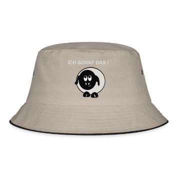 Ich schaff das Schaf Motiv - Bucket Hat - Khaki/Schwarz - Vorne