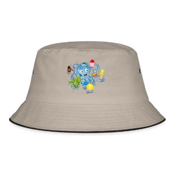 cool octopus with lots of ice cream under water - Bucket Hat - khaki/black - Front