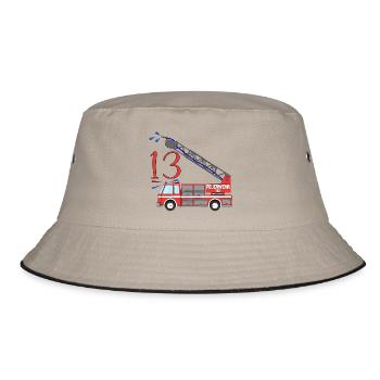 Fire engine 13th birthday - Bucket Hat - khaki/black - Front