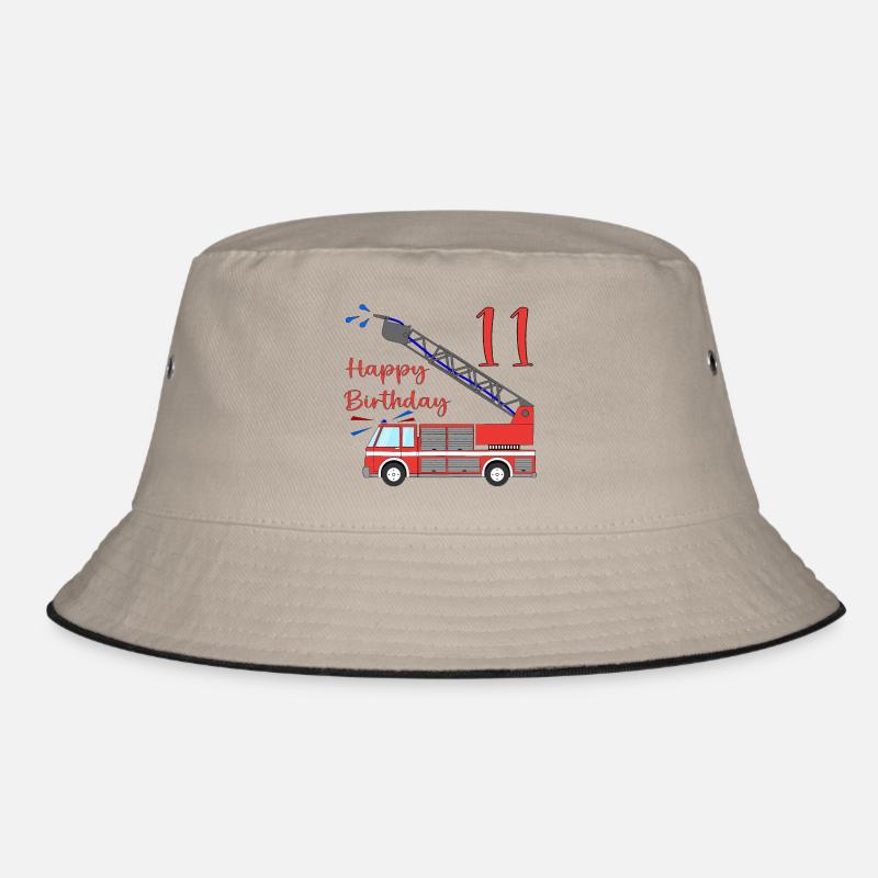 Fire engine Happy Birthday 11 Bucket Hat