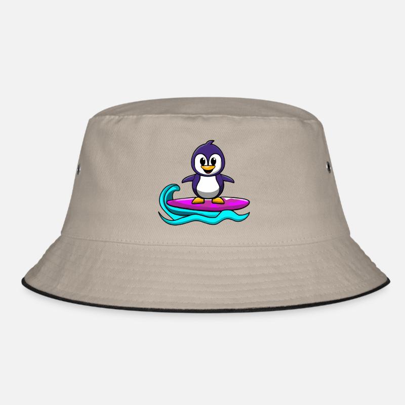 Süßer Kawaii Pinguin auf Surfbrett Bucket Hat