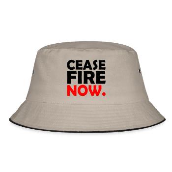 Ceasefire now - Bucket Hat - Khaki/Schwarz - Vorne