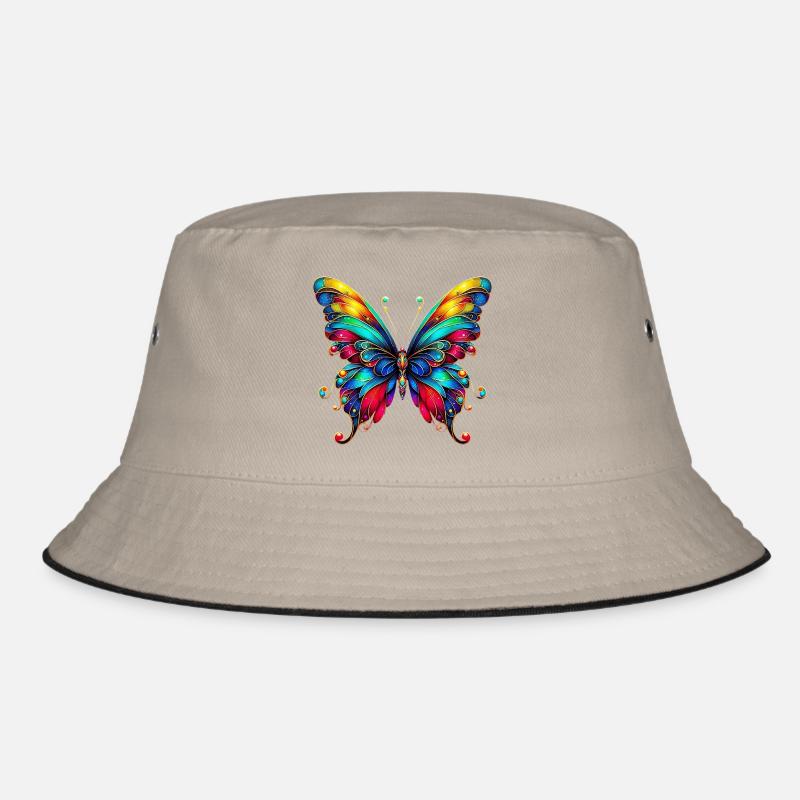 Schmetterling - Bucket Hat - Khaki/Schwarz