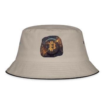 Futuristic Bitcoin aesthetics with neon effects - Bucket Hat - khaki/black - Front