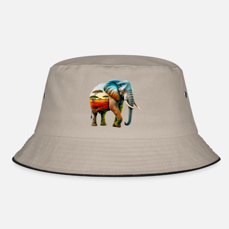 Elefant - Bucket Hat - Khaki/Schwarz