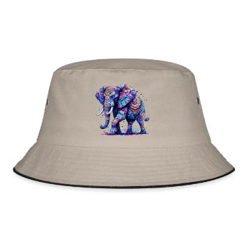Elefant - Bucket Hat - Khaki/Schwarz - Vorne