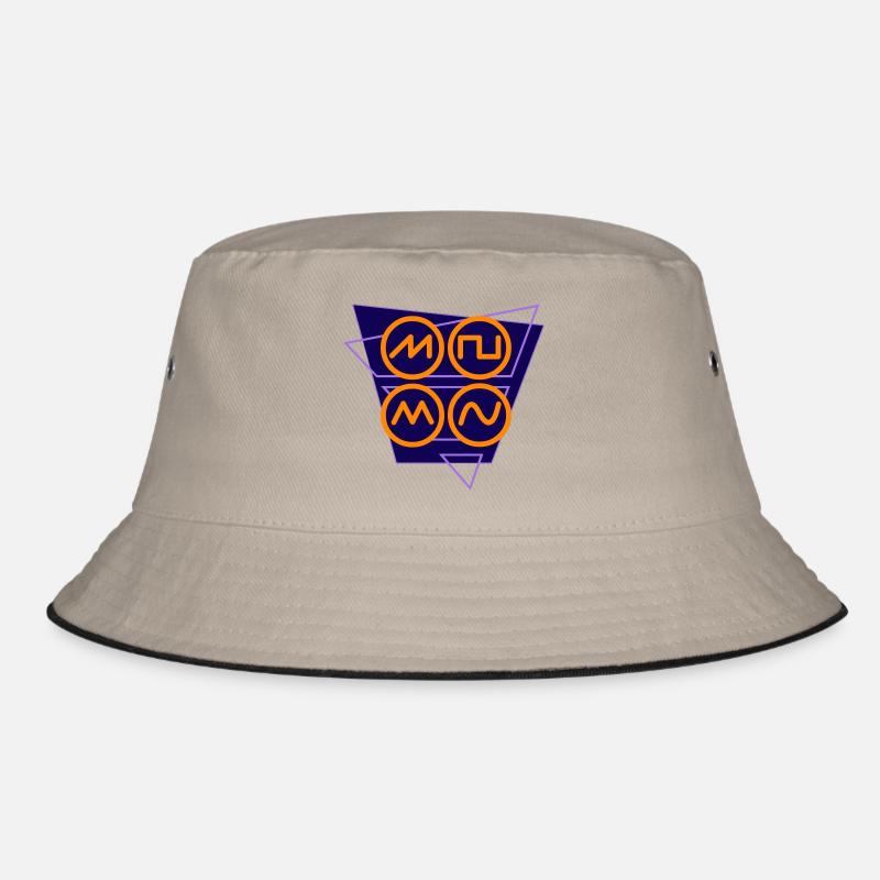 synthwave 80s sound wave - Bucket Hat - khaki/black