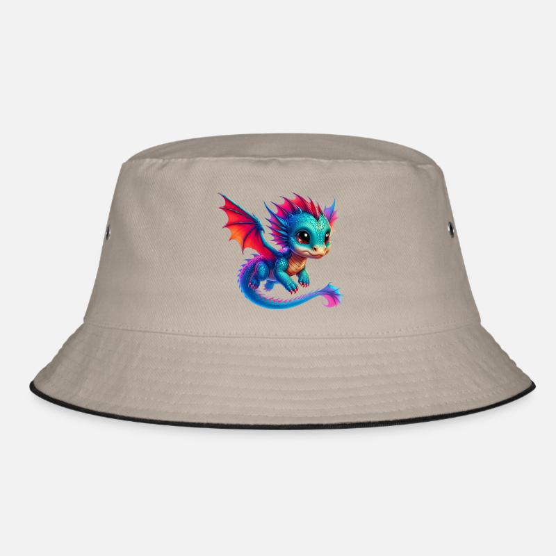 Drache - Bucket Hat - Khaki/Schwarz