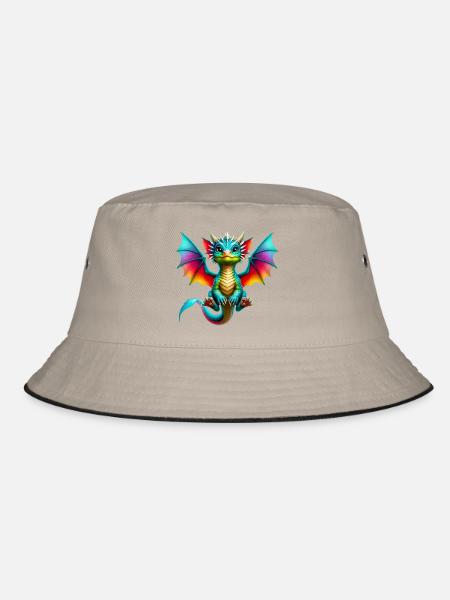 Drache - Bucket Hat - Khaki/Schwarz