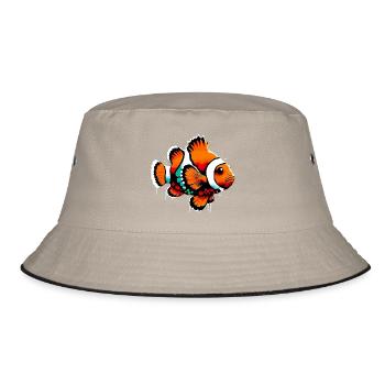 Clownfische - Bucket Hat - Khaki/Schwarz - Vorne