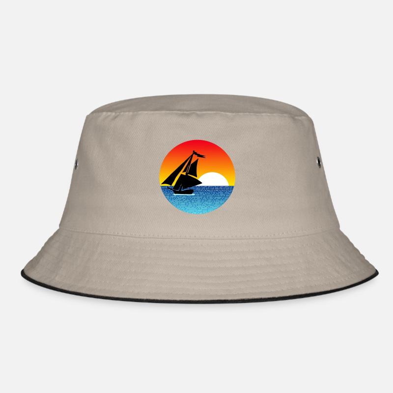 Boat and sunset Bucket Hat