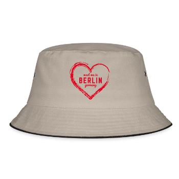 Berlin Germany Fan Flag Design T Shirt - Bucket Hat - khaki/black - Front