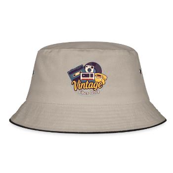 Vintage-Stimmung - Bucket Hat - Khaki/Schwarz - Vorne