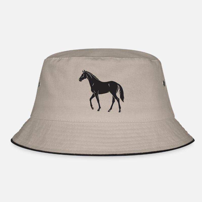 Elegantes schwarzes Pferd Silhouette Design Bucket Hat