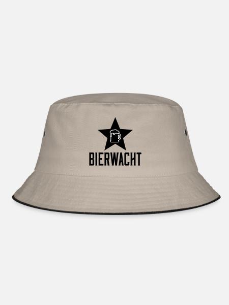 Bierkrug Linienkunst - Bucket Hat - Khaki/Schwarz - Vorne