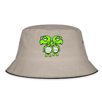 2 turtles friends funny silly embarrassing team - Bucket Hat - khaki/black - Front