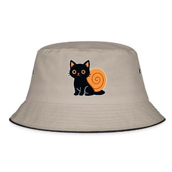Cat silhouette in orange - Bucket Hat - khaki/black - Front