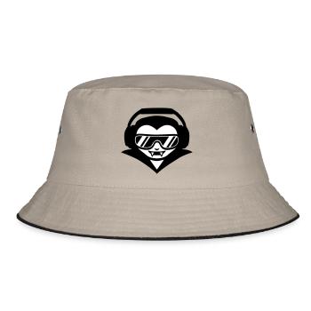 Vampir DJ mit Kopfhörern und Sonnenbrille - Bucket Hat - Khaki/Schwarz - Vorne