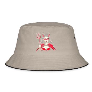 Devil Trident Hell Devil Woman Woman Devil - Bucket Hat - khaki/black - Front