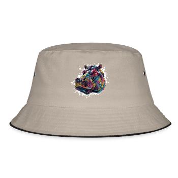 Colorful Hippo Paint Splash - Bucket Hat - khaki/black - Front