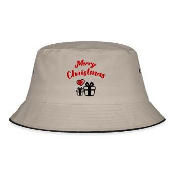 Merry Christmas - Bucket Hat - Khaki/Schwarz - Vorne